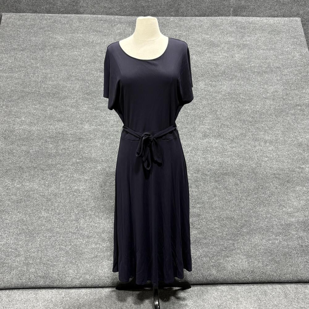 Ann Taylor Dress Womens 4 Short Sleeve Belted Maxi Keyhole Back Rayon Blend